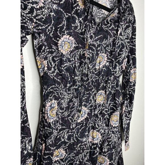 Loft Dress Size XS Women's Long Sleeve Floral Multicolor Mini 100% Rayon Dress - Picture 3 of 6